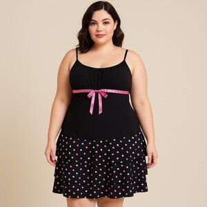 Vintage Y2K Taboo Women Dress Size 1X Polka Dot Bow Retro Coquette Pinup Party